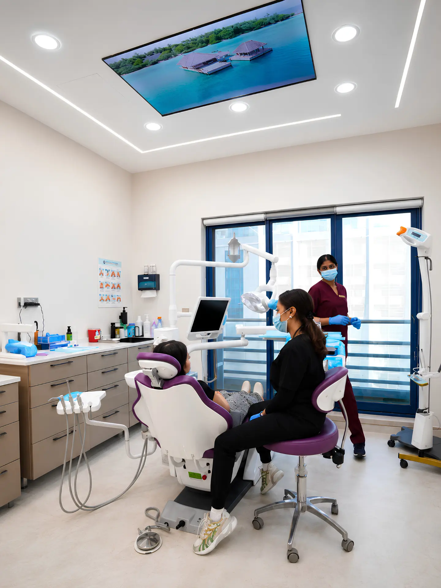 Treatment room at Dr. Dalia Siddig Medical Center in Sharjah with the clinical team and a patient
